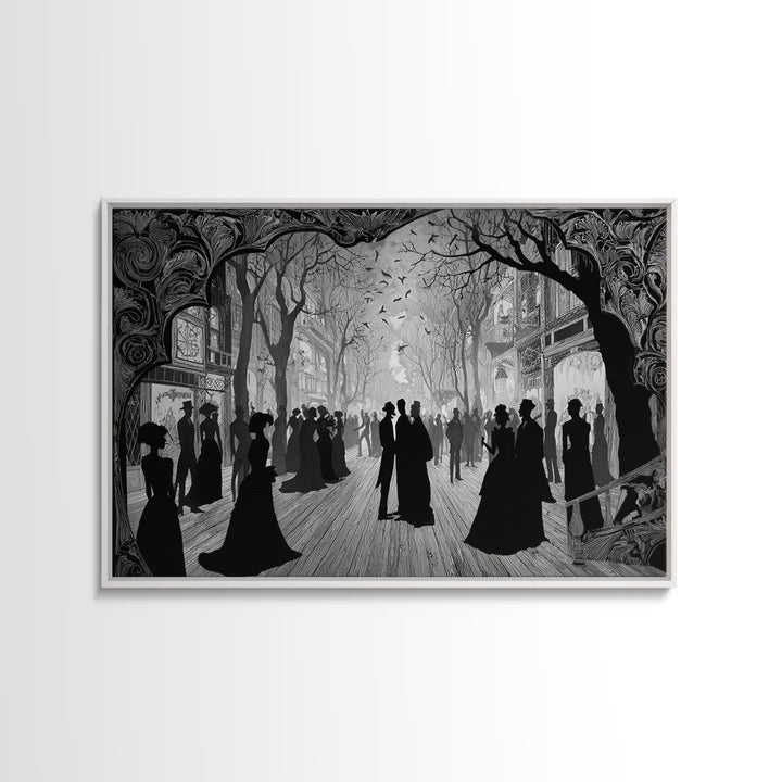 The Ghost Town Main Street, Decadent Line Art, Landscape Wall Art, Dark Fantasy Wall Art, Canvas Print, Halloween Wall Art