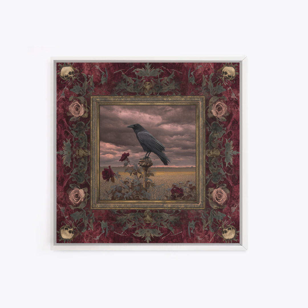 Storm Clouds over an Abandoned Field Canvas Print, Dark Art, Living Room Decor, Fine Art, Nocturne, Luxury Decor, DAR-1x1-14