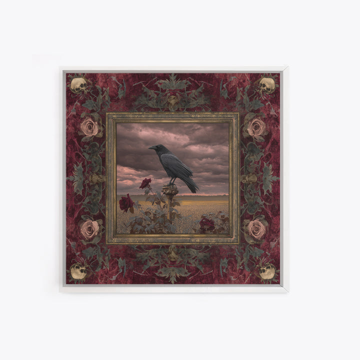 Storm Clouds over an Abandoned Field Canvas Print, Dark Art, Living Room Decor, Fine Art, Nocturne, Luxury Decor, DAR-1x1-14
