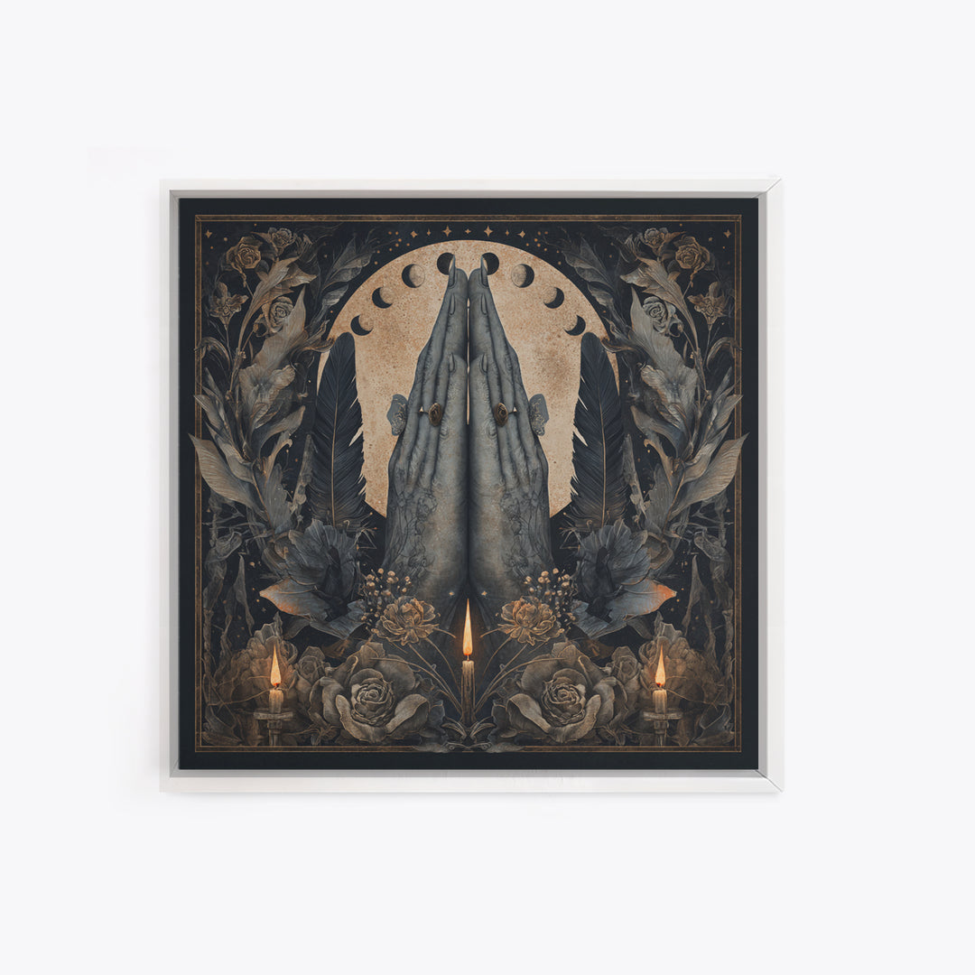 Occult Celestial Hands Canvas Print, Dark Art, Painting, Living Room Decor, Fine Art, Nocturne, Gothic Wall Art, Moody Wall Art, DAR-1x1-20