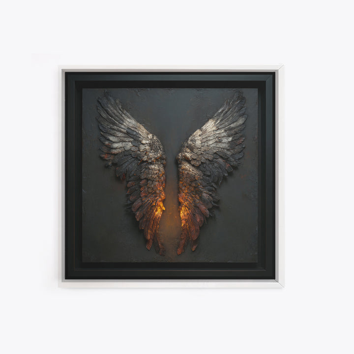 Dark Angel Wings Canvas Print, Dark Art, Moody Wall Art, Living Room Decor, Fine Art, Nocturne, Gallery Decor, Neutral Decor, DAR-1x1-31