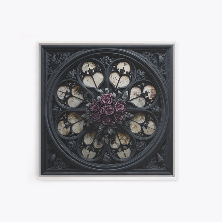 Gothic Cathedral Window Framed Canvas Print, Dark Art, Room Decor, Living Room Decor, Fine Art, Nocturne, Digital Art, DAR-1x1-40