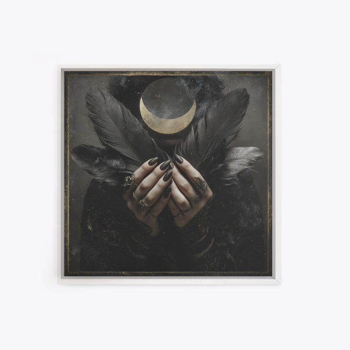 Occult Celestial Hands Framed Canvas Print, Dark Art, Horror Decor, Living Room Decor, Fine Art, Nocturne, Statement Artwork, DAR-1x1-68