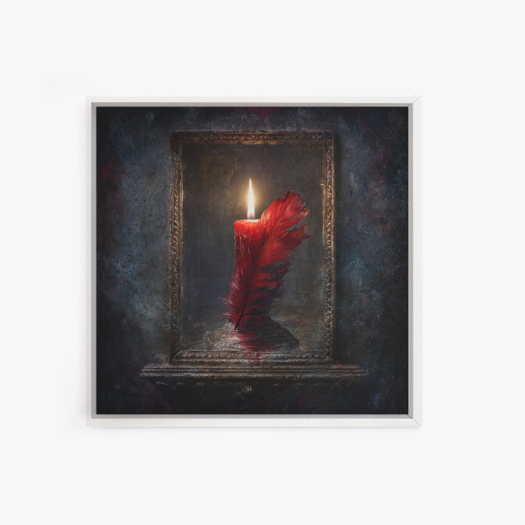 Candle Flame Reflecting Framed Canvas Print, Dark Art, Halloween Decoration, Living Room Decor, Abstract Art, Nocturne, DAR-1x1-72