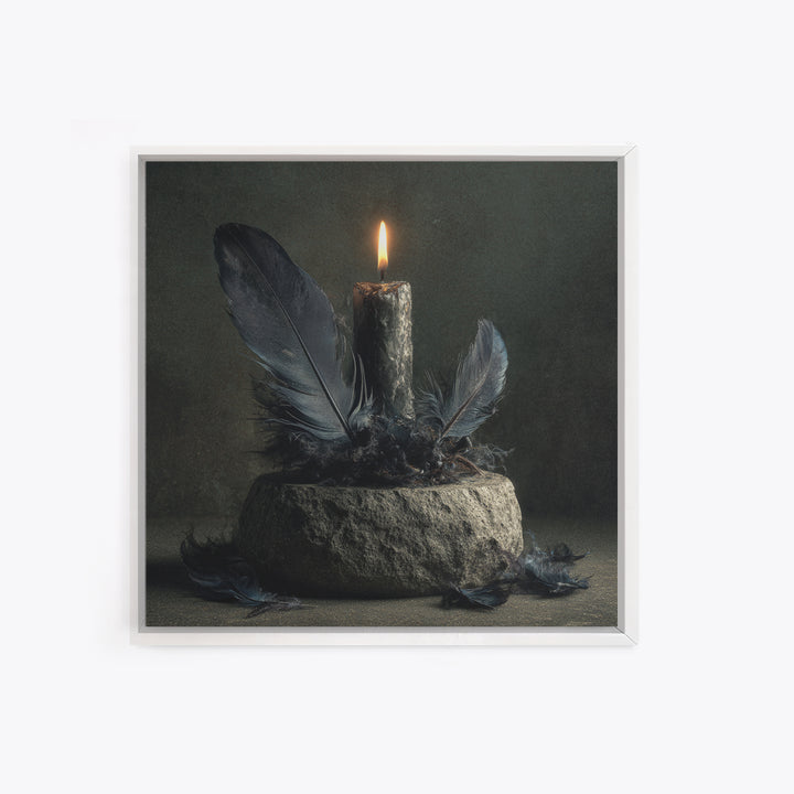 Silent Graveyard with Blue Moon Haze Canvas Print, Dark Art, Neutral Decor, Living Room Decor, Fine Art, Nocturne, Home Decor, DAR-1x1-90