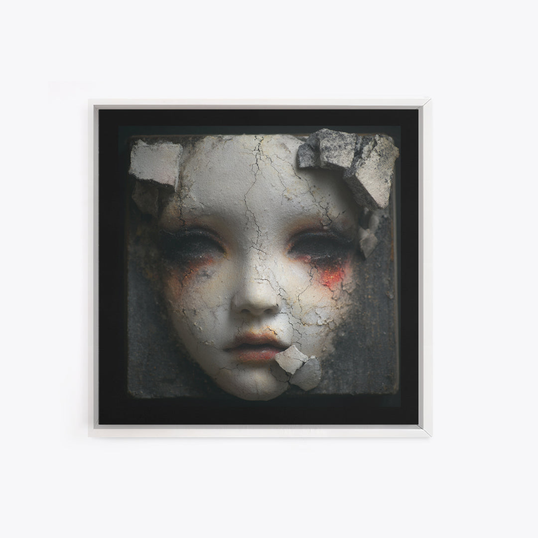 Cracked Porcelain Doll Portrait Canvas Print, Dark Art, Fine Art Print, Living Room Decor, Oil Painting, Nocturne, Wall Decor, DAR-1x1-95