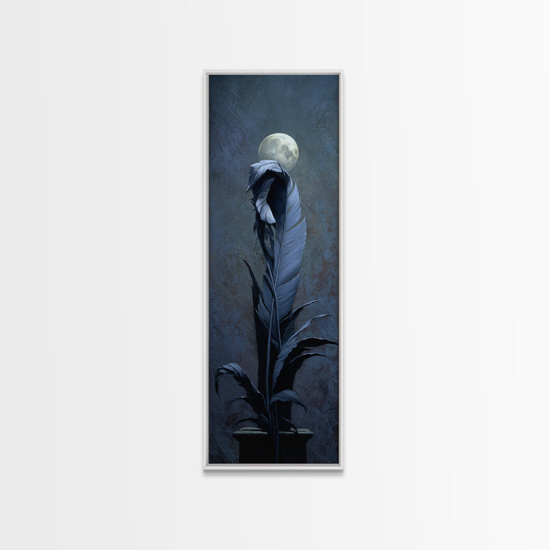 Silent Graveyard with Blue Moon Haze Canvas Print, Dark Art, Statement Artwork, Living Room Decor, Fine Art, Nocturne, DAR-1x3-78