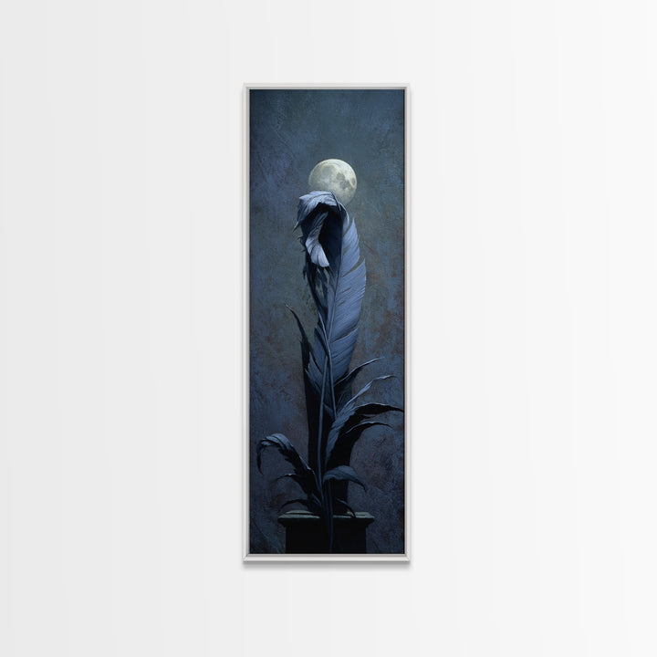 Silent Graveyard with Blue Moon Haze Canvas Print, Dark Art, Statement Artwork, Living Room Decor, Fine Art, Nocturne, DAR-1x3-78