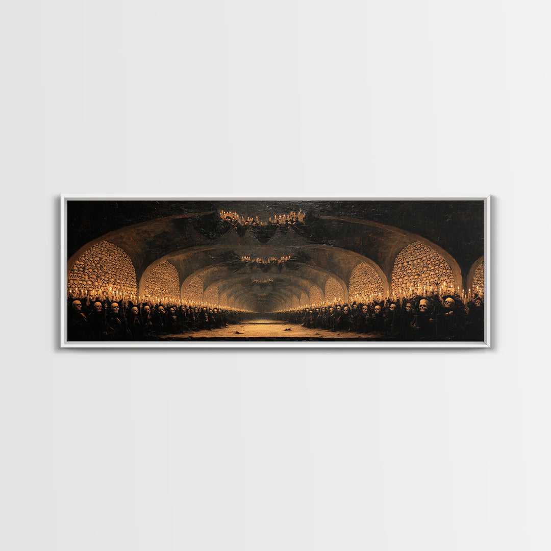 The Endless Catacombs, Dark Romantic Horror Art, Extra Wide Wall Art, Gothic Horror Wall Art, Framed Canvas Print, Halloween Wall Art
