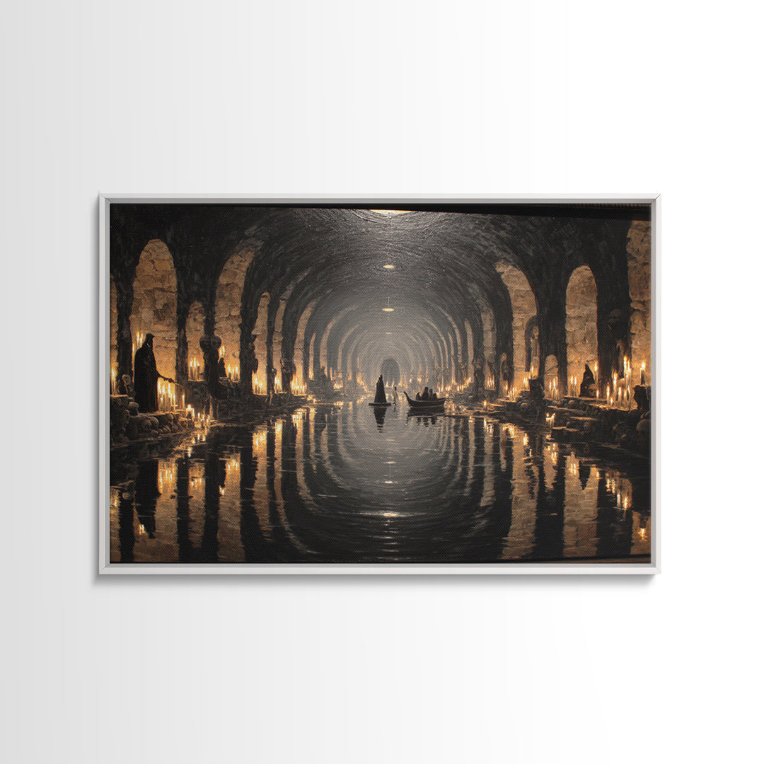 The Endless Catacombs, Symbolist Gothic Landscape, Landscape Wall Art, Macabre Wall Art, Canvas Print, Halloween Wall Art, Dark Fantasy Art