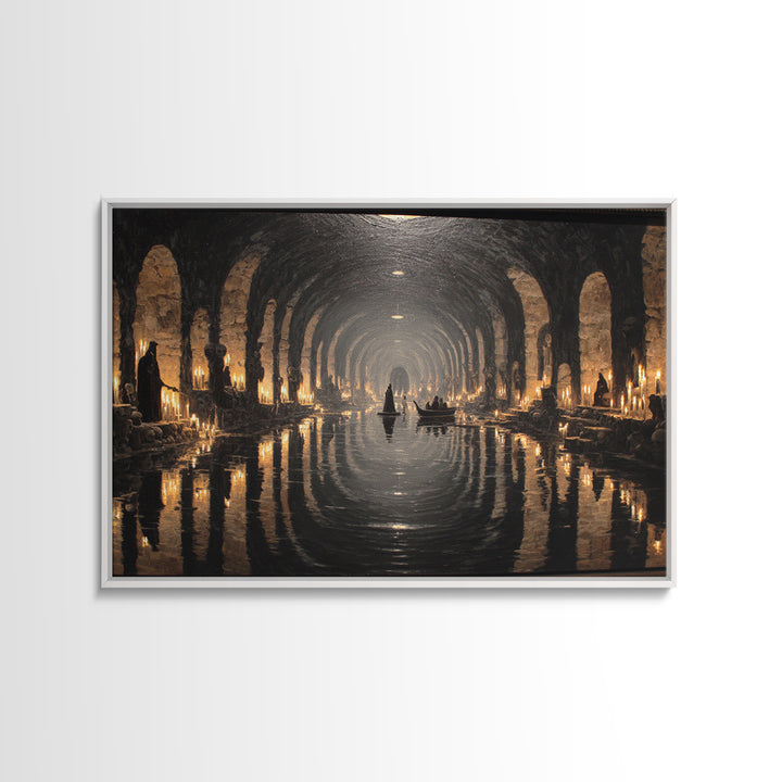 The Endless Catacombs, Symbolist Gothic Landscape, Landscape Wall Art, Macabre Wall Art, Canvas Print, Halloween Wall Art, Dark Fantasy Art
