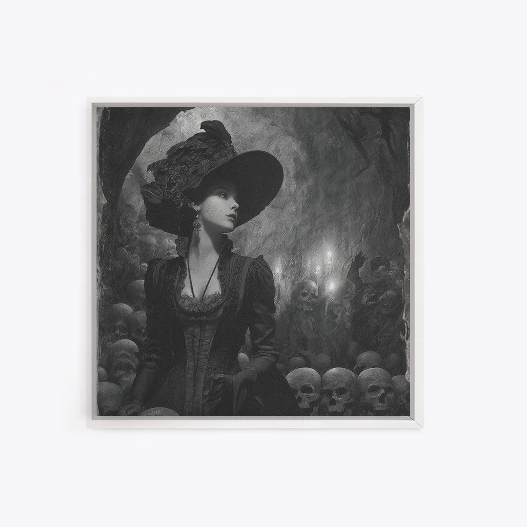 The Endless Catacombs, Decadent Gothic Art, Square Wall Art, Dark Halloween Decor, Framed Canvas Print, Halloween Wall Art