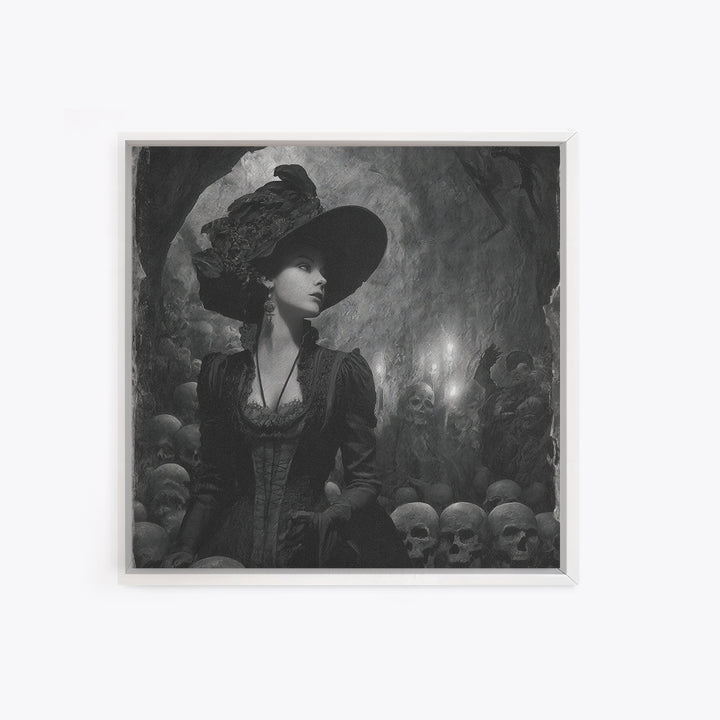 The Endless Catacombs, Decadent Gothic Art, Square Wall Art, Dark Halloween Decor, Framed Canvas Print, Halloween Wall Art