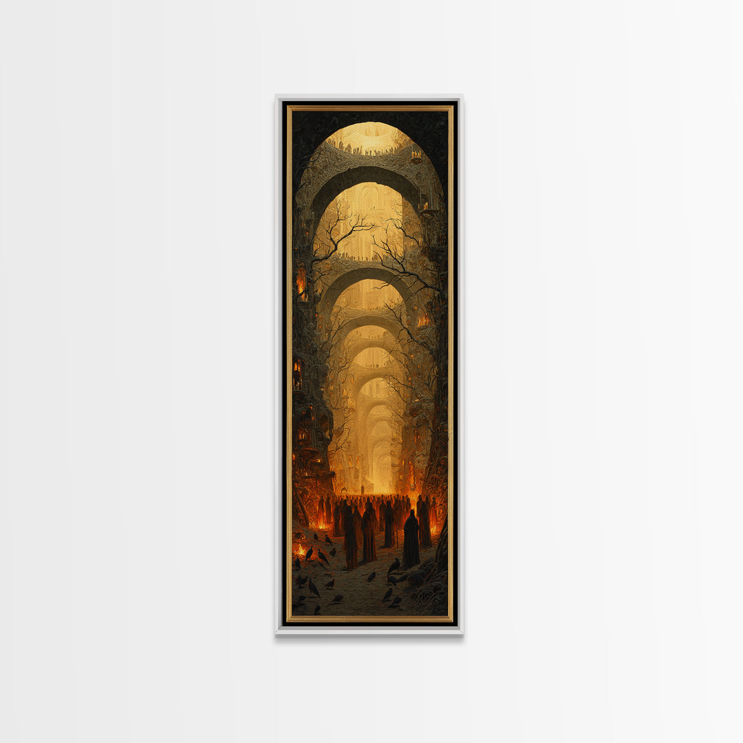 The Endless Catacombs, Surreal Apocalyptic Art, Tall Narrow Wall Art, Dark Fantasy Wall Art, Canvas Print, Halloween Wall Art