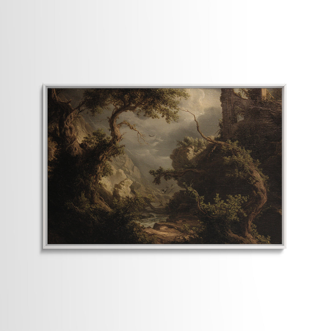 The Overgrown Chapel, Baroque Witchcraft Art, Landscape Wall Art, Dark Halloween Decor, Canvas Print, Halloween Wall Art