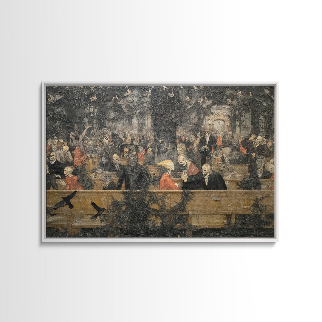 The Overgrown Chapel, Grotesque Carnival Art, Landscape Wall Art, Dark Halloween Decor, Canvas Print, Halloween Wall Art, Dark Fantasy Art