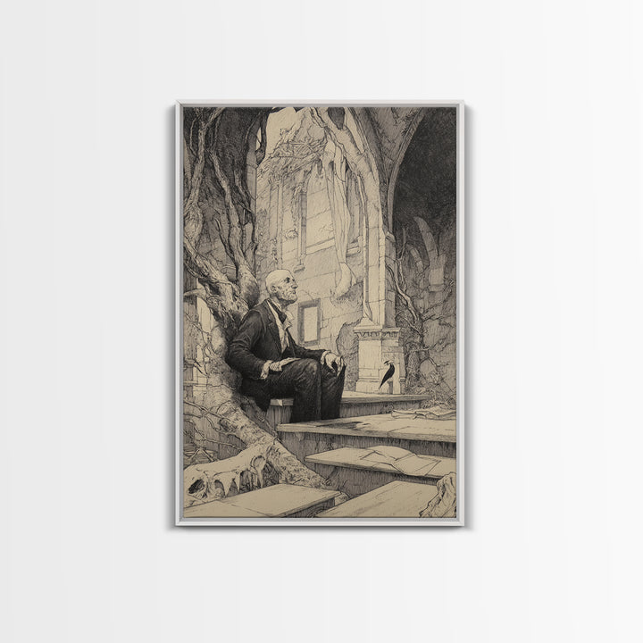 The Overgrown Chapel, Victorian Macabre Art, Vertical Wall Art, Dark Halloween Decor, Canvas Print, Halloween Wall Art, Horror Wall Art