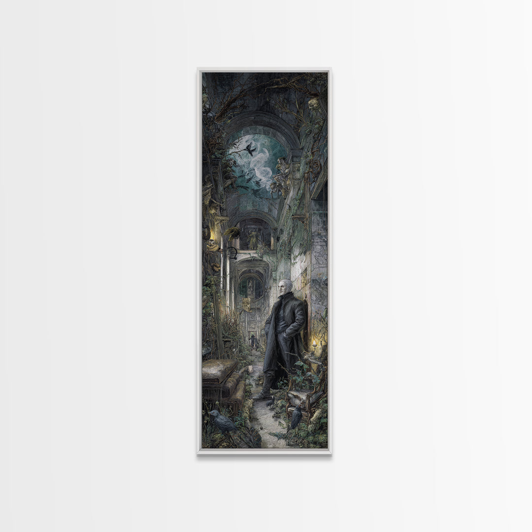 The Derelict Asylum, Medieval Grotesque Art, Tall Narrow Wall Art, Dark Halloween Decor, Canvas Print, Halloween Wall Art