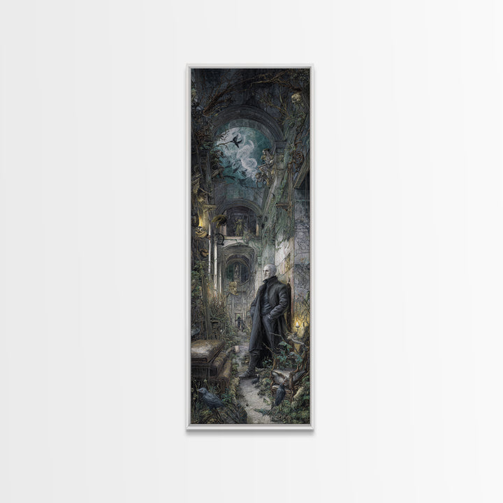 The Derelict Asylum, Medieval Grotesque Art, Tall Narrow Wall Art, Dark Halloween Decor, Canvas Print, Halloween Wall Art
