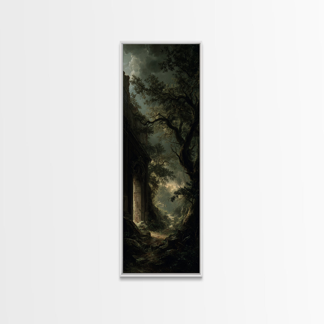 The Derelict Asylum, Baroque Witchcraft Art, Tall Narrow Wall Art, Dark Halloween Decor, Framed Canvas Print, Halloween Wall Art