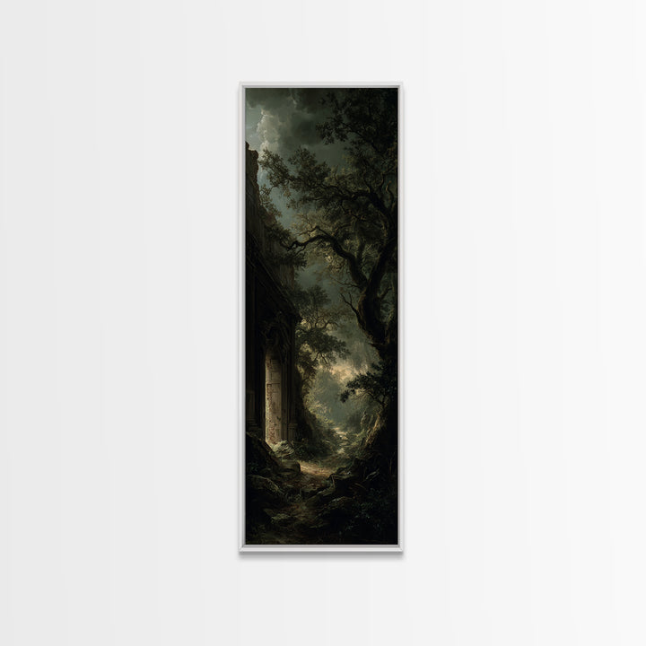 The Derelict Asylum, Baroque Witchcraft Art, Tall Narrow Wall Art, Dark Halloween Decor, Framed Canvas Print, Halloween Wall Art
