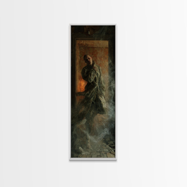 The Derelict Asylum, Visionary Gothic Art, Tall Narrow Wall Art, Dark Fantasy Wall Art, Framed Canvas Print, Halloween Wall Art