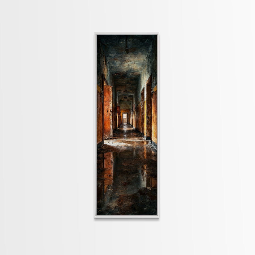 The Derelict Asylum, Expressionist Gothic Art, Tall Narrow Wall Art, Dark Halloween Decor, Canvas Print, Halloween Wall Art