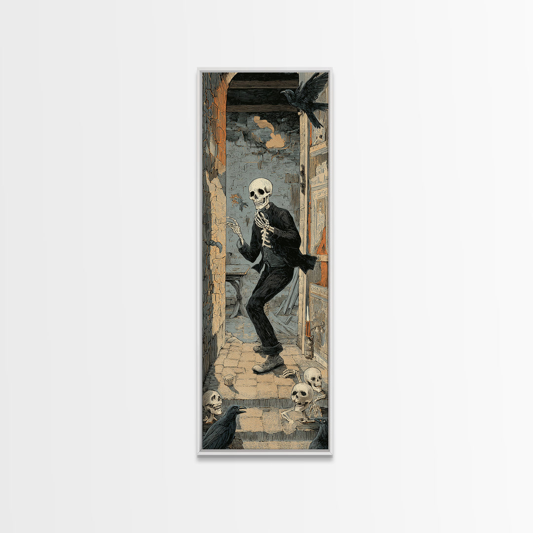 The Derelict Asylum, Macabre Folk Print Art, Tall Narrow Wall Art, Dark Fantasy Wall Art, Framed Canvas Print