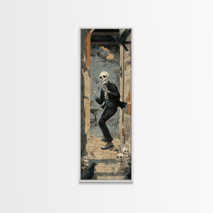 The Derelict Asylum, Macabre Folk Print Art, Tall Narrow Wall Art, Dark Fantasy Wall Art, Framed Canvas Print