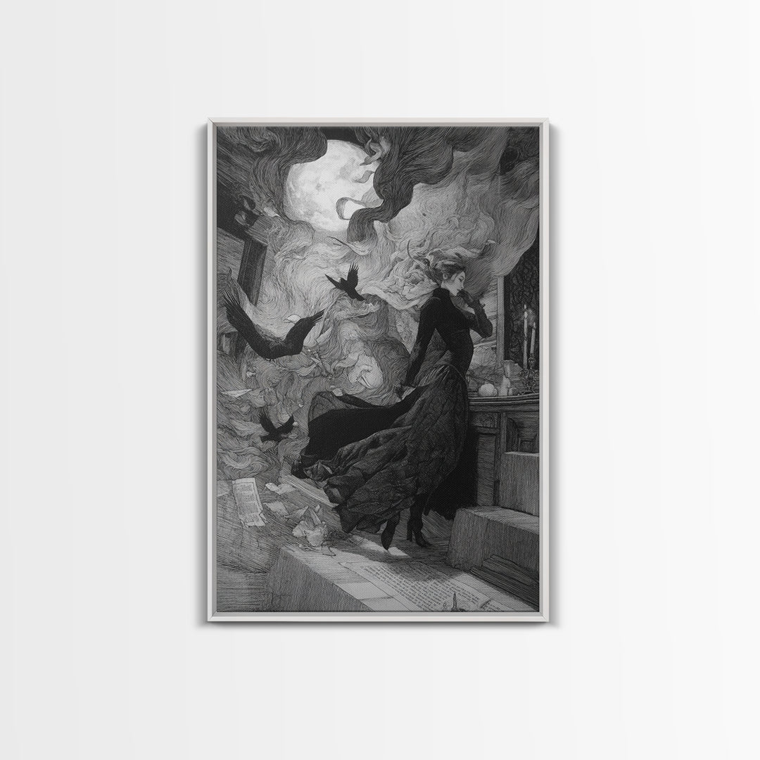 The Derelict Asylum, Victorian Macabre Art, Vertical Wall Art, Dark Halloween Decor, Framed Canvas Print, Halloween Wall Art
