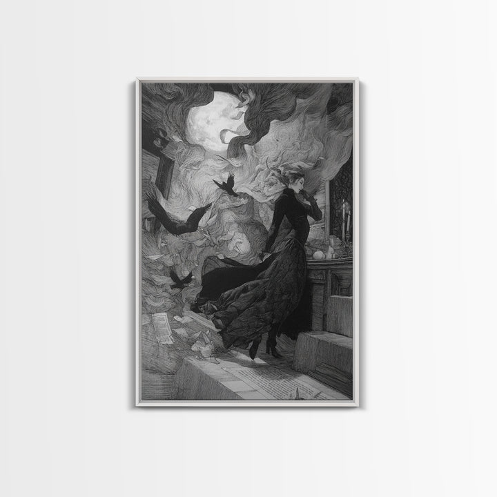 The Derelict Asylum, Victorian Macabre Art, Vertical Wall Art, Dark Halloween Decor, Framed Canvas Print, Halloween Wall Art