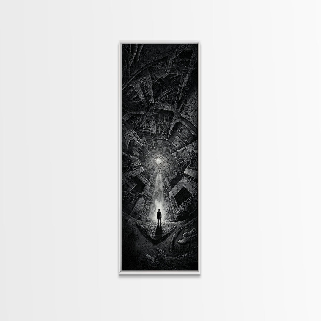 The Derelict Asylum, Biomechanical Horror Art, Tall Narrow Wall Art, Dark Fantasy Wall Art, Canvas Print, Halloween Wall Art