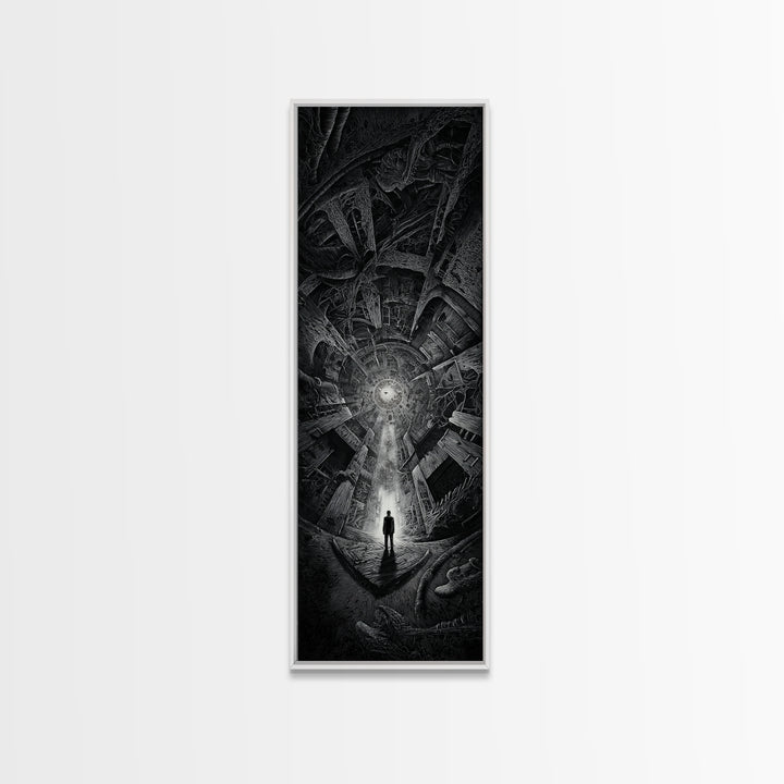The Derelict Asylum, Biomechanical Horror Art, Tall Narrow Wall Art, Dark Fantasy Wall Art, Canvas Print, Halloween Wall Art