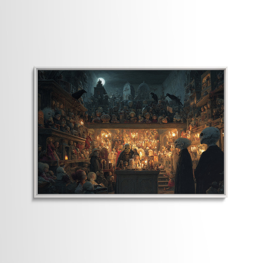 The Midnight Antique Shop, Romantic Gothic Landscape, Landscape Wall Art, Macabre Wall Art, Canvas Print, Halloween Wall Art