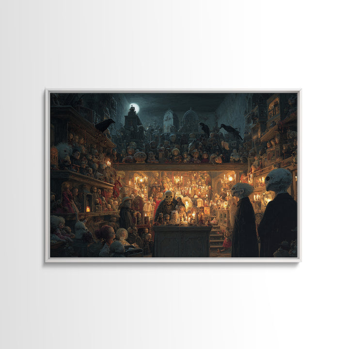 The Midnight Antique Shop, Romantic Gothic Landscape, Landscape Wall Art, Macabre Wall Art, Canvas Print, Halloween Wall Art