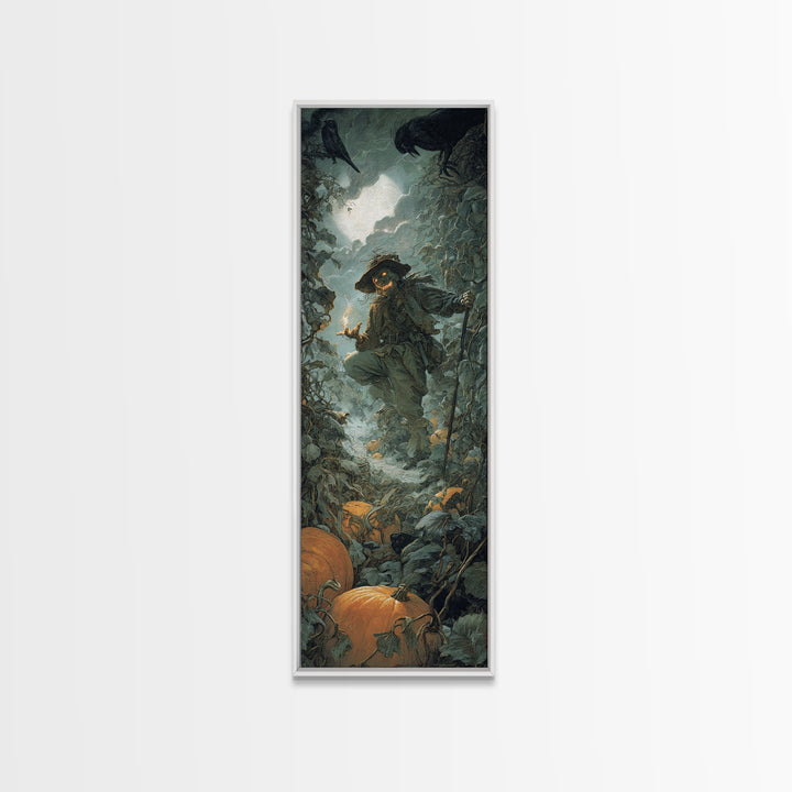 The Pumpkin Patch Maze, Baroque Witchcraft Art, Tall Narrow Wall Art, Dark Fantasy Wall Art, Framed Canvas Print, Halloween Wall Art