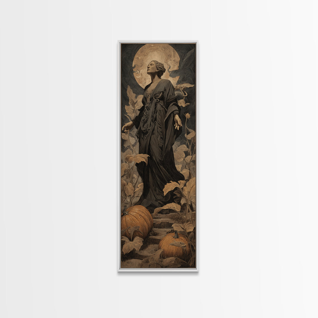 The Pumpkin Patch Maze, Dark Symbolist Art, Tall Narrow Wall Art, Gothic Horror Wall Art, Canvas Print, Halloween Wall Art