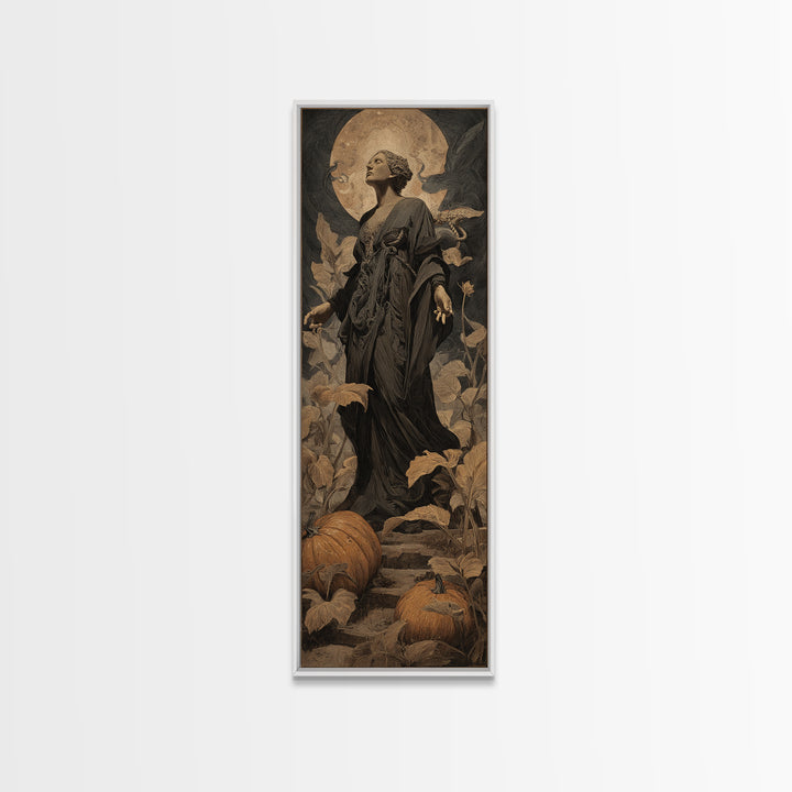 The Pumpkin Patch Maze, Dark Symbolist Art, Tall Narrow Wall Art, Gothic Horror Wall Art, Canvas Print, Halloween Wall Art