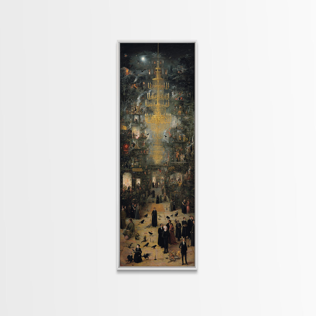 The Haunted Hotel, Medieval Grotesque Art, Tall Narrow Wall Art, Macabre Wall Art, Canvas Print, Halloween Wall Art