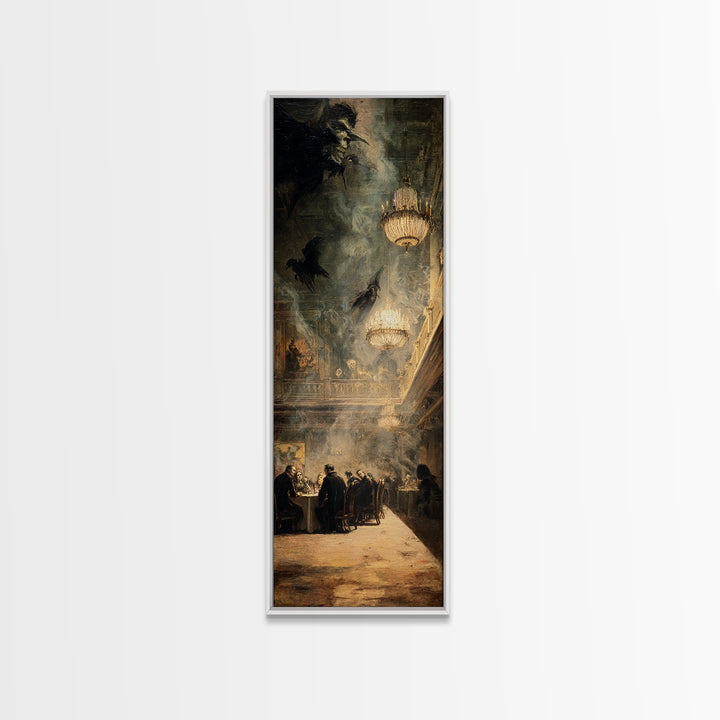 The Haunted Hotel, Dark Romantic Horror Art, Tall Narrow Wall Art, Dark Halloween Decor, Canvas Print, Halloween Wall Art