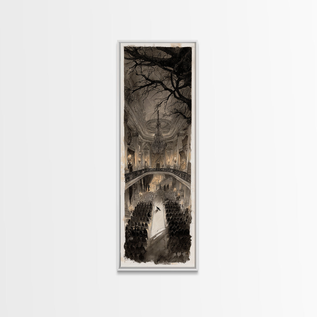 The Haunted Hotel, Decadent Gothic Art, Tall Narrow Wall Art, Gothic Horror Wall Art, Canvas Print, Halloween Wall Art