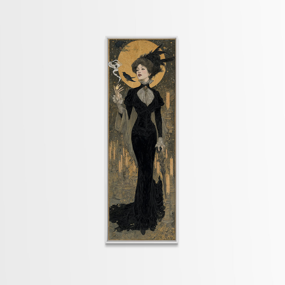 The Haunted Hotel, Symbolist Death Art, Tall Narrow Wall Art, Macabre Wall Art, Framed Canvas Print, Halloween Wall Art