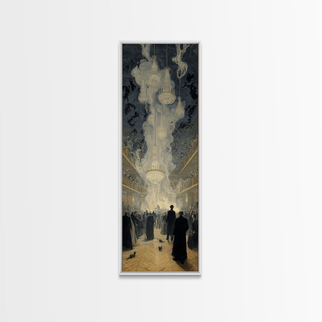 The Haunted Hotel, Symbolist Etching Art, Tall Narrow Wall Art, Dark Halloween Decor, Canvas Print, Halloween Wall Art, Spooky Wall Decor