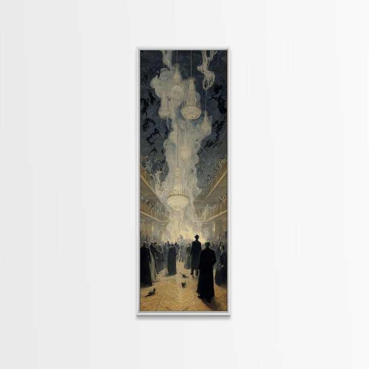 The Haunted Hotel, Symbolist Etching Art, Tall Narrow Wall Art, Dark Halloween Decor, Canvas Print, Halloween Wall Art, Spooky Wall Decor