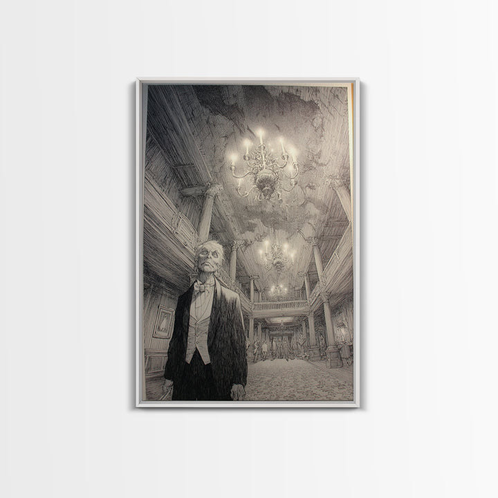 The Haunted Hotel, Victorian Macabre Art, Vertical Wall Art, Dark Fantasy Wall Art, Framed Canvas Print, Halloween Wall Art