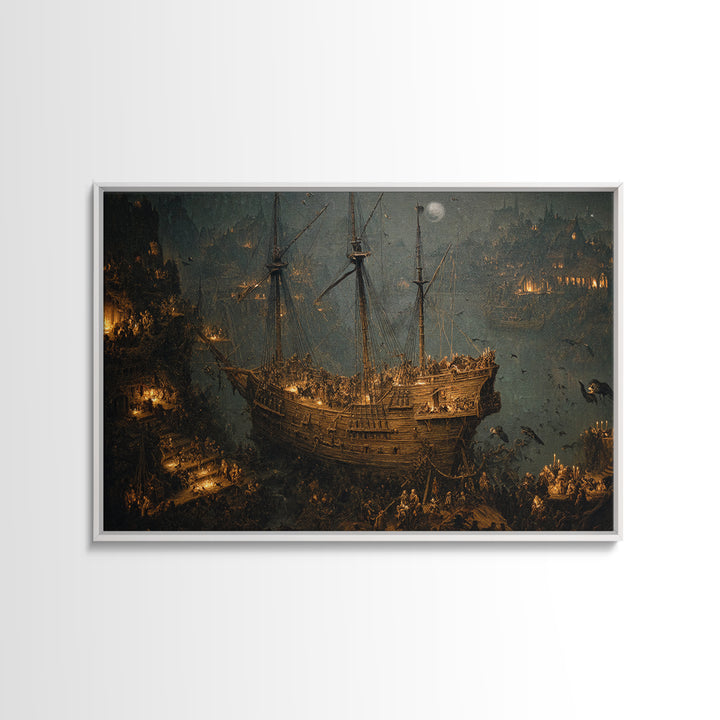 The Shipwreck Cove, Medieval Grotesque Art, Landscape Wall Art, Dark Fantasy Wall Art, Framed Canvas Print, Halloween Wall Art