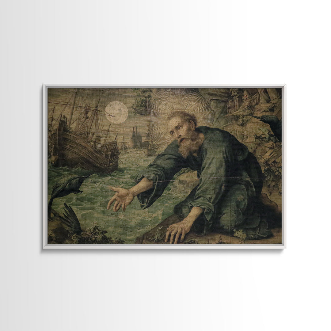 The Shipwreck Cove, Dark Renaissance Art, Landscape Wall Art, Macabre Wall Art, Canvas Print, Halloween Wall Art