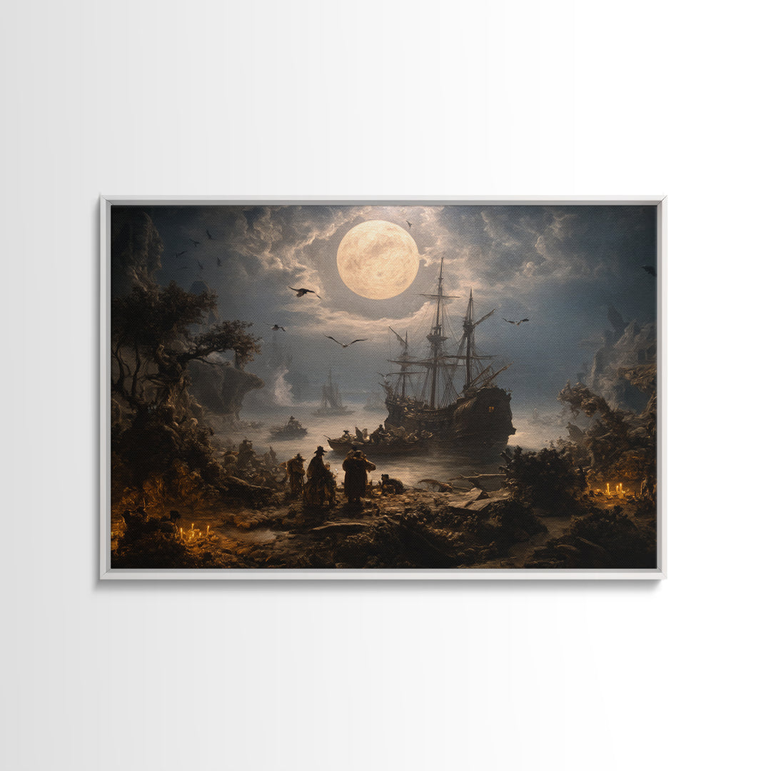 The Shipwreck Cove, Baroque Witchcraft Art, Landscape Wall Art, Macabre Wall Art, Framed Canvas Print, Halloween Wall Art