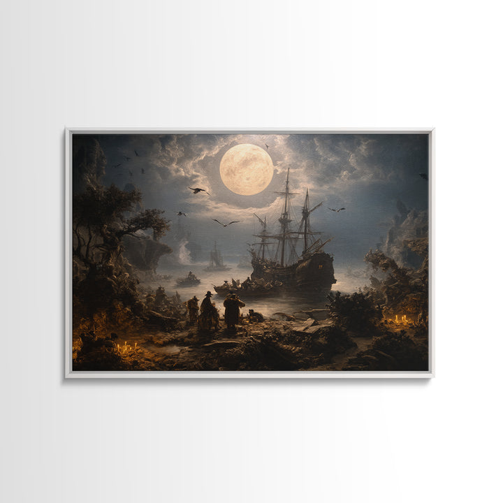 The Shipwreck Cove, Baroque Witchcraft Art, Landscape Wall Art, Macabre Wall Art, Framed Canvas Print, Halloween Wall Art