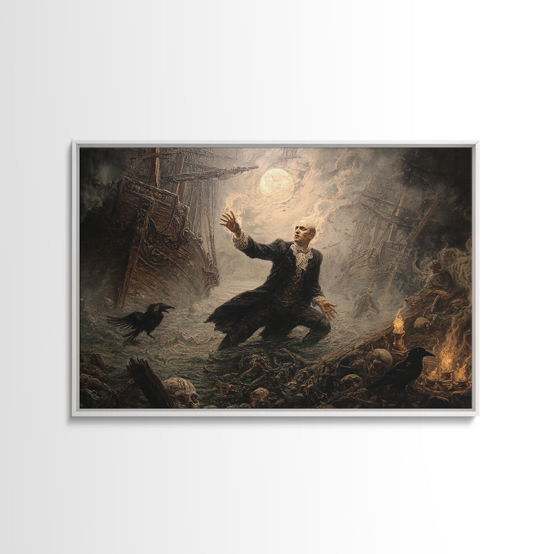 The Shipwreck Cove, Visionary Gothic Art, Landscape Wall Art, Dark Halloween Decor, Framed Canvas Print, Halloween Wall Art